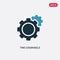 Two color two cogwheels vector icon from mechanicons concept. isolated blue two cogwheels vector sign symbol can be use for web,