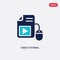 Two color video tutorial vector icon from e-learning concept. isolated blue video tutorial vector sign symbol can be use for web,