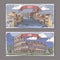 Two color vintage travel banners with Grand Canal in Venice and Colosseum in Rome, Italy.