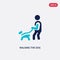 Two color walking the dog vector icon from behavior concept. isolated blue walking the dog vector sign symbol can be use for web,