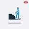 Two color walking downstairs vector icon from people concept. isolated blue walking downstairs vector sign symbol can be use for