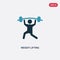 Two color weight lifting vector icon from sports concept. isolated blue weight lifting vector sign symbol can be use for web,