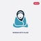 Two color woman with hijab vector icon from other concept. isolated blue woman with hijab vector sign symbol can be use for web,