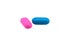 Two colored erasers
