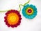 Two Colorful, Crocheted Flowers on a Chain