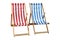 Two colorful deckchairs.