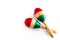 Two colorful maracas on white background. Cinco de mayo background