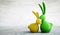 Two Colorful porcelain easter rabbits