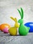 Two Colorful porcelain easter rabbits