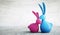 Two Colorful porcelain easter rabbits