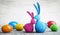 Two colorful porcelain easter rabbits