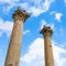Two column on Agora ancient market in Jerash