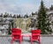 Two comfortable plastic chairs for tourists