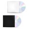 Two compact discs in light and dark blank covers