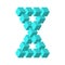 Two connected impossible triangles in turquoise blue. 3D cubes arranged as geometric optical illusion. Reutersvard