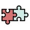 Two connected puzzles icon color outline vector