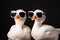 Two cool goose wearing sunglasses created with generative AI technology