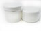 Two Cosmetic Package Containers For Cream, Medicine or Gel On White Background, Ready For Design Template, Round