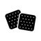 Two crackers silhouette icon. Outline icon of crisp snack, biscuit. Black illustration for package design, type of light food that