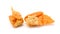 Two crispy wontons on white background and it is a very popular snack