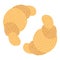 Two croissant. Bake puff pastry color illustration