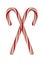 Two crossed candy canes on white