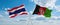 two crossed flags Afghanistan and Thailand waving in wind at cloudy sky. Concept of relationship, dialog, travelling between two