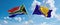 two crossed flags Bosnia and Herzegovina and South Africa waving in wind at cloudy sky. Concept of relationship, dialog,