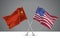 Two Crossed Flags of China and USA