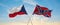 two crossed flags confederate battle or Dixie flag and Czech republic waving in wind at cloudy sky. Concept of relationship,