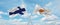 two crossed flags Cyprus and finland waving in wind at cloudy sky. Concept of relationship, dialog, travelling between two