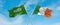 two crossed flags Ireland and Saudi Arabia waving in wind at cloudy sky. Concept of relationship, dialog, travelling between two