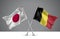 Two Crossed Flags of Japan and Belgium