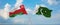 two crossed flags Pakistan and Oman waving in wind at cloudy sky. Concept of relationship, dialog, travelling between two