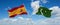 two crossed flags Pakistan and spain waving in wind at cloudy sky. Concept of relationship, dialog, travelling between two