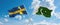 two crossed flags Pakistan and Sweden waving in wind at cloudy sky. Concept of relationship, dialog, travelling between two