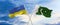 two crossed flags Pakistan and Ukraine waving in wind at cloudy sky. Concept of relationship, dialog, travelling between two