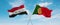 two crossed flags portugal and Iraq waving in wind at cloudy sky. Concept of relationship, dialog, travelling between two