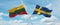 two crossed flags SWEDEN and Lithuania waving in wind at cloudy sky. Concept of relationship, dialog, travelling between two
