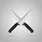 Two crossed kitchen knife in a realistic style