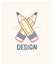 Two crossed pencils vector simple trendy logo or icon for designer or studio, creative competition, designers team.