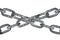 A two crossed steel chain on a white background, isolated. Protection and safety concept