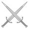 Two crossed swords icon, monochrome