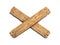 Two crossed wooden planks nailed on white background 3d rendering. Out of order sign, forbidden entrance symbol