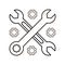 Two crossed wrenches vector icon