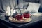 Two cups of tea on a serving tray on coffee table