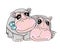 Two Cute Cartoon Hippos love, friends vector