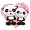 Two Cute Cartoon Pandas