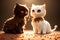 Two cute cats in love, AI generated 3D illustration