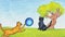 Two cute cats outside playing with balls animation 2019 MP4